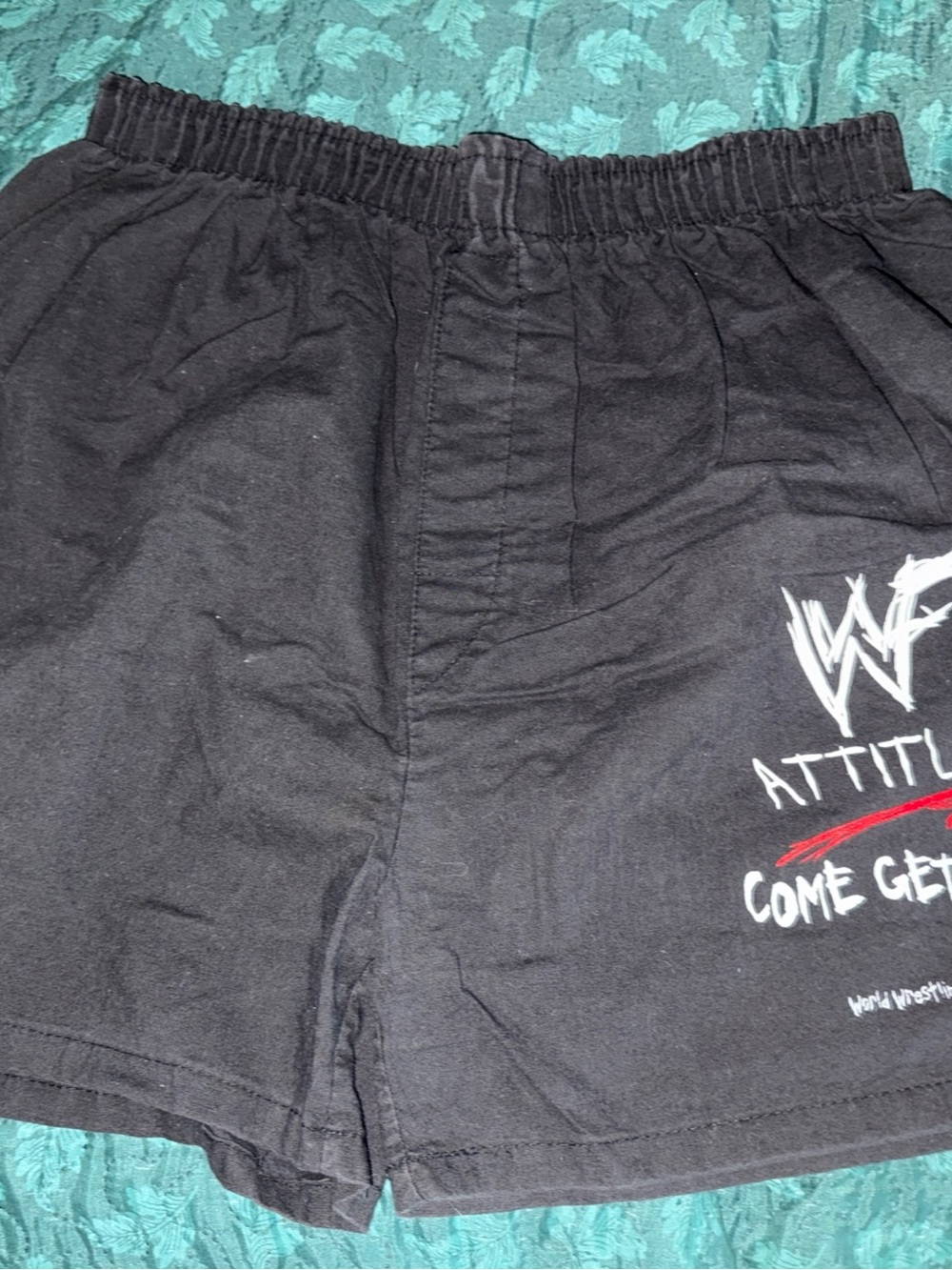 Boxercraft Vintage WWF Attitude "Come Get Some" Black Cotton Shorts/Boxers